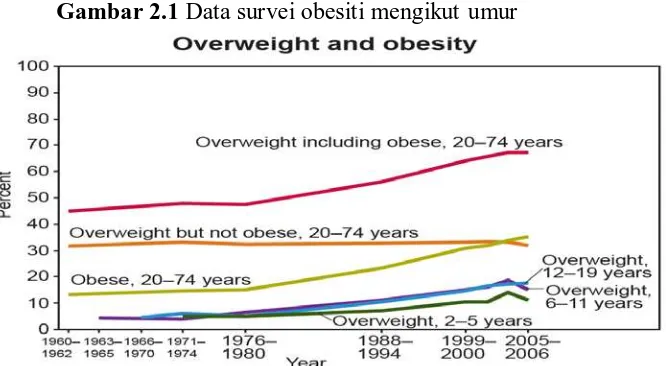 Gambar 2.1 Data survei obesiti mengikut umur 