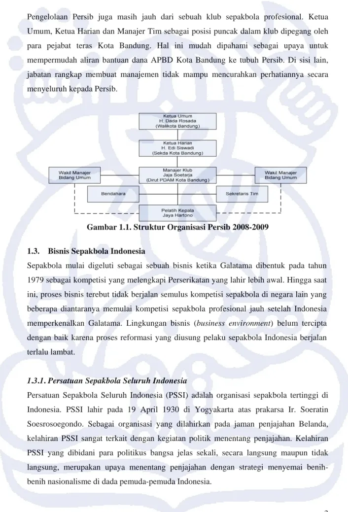 Gambar 1.1. Struktur Organisasi Persib 2008-2009 