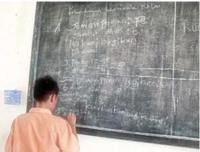 Gambar 3. A student represent his group to explain their answer of the problem in the student worksheet