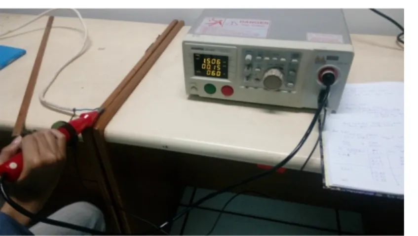 Gambar 1  Electrical Safety Tester GW INSTEK GPI-825 peralatan yang digunakan untuk  mengukur besaran arus tembus dan tahanan isolasi kabel penghantar pada Untai 