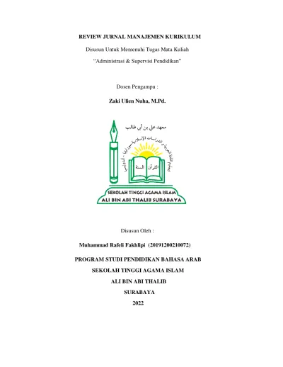 (Review Jurnal) Manajemen Kurikulum Dalam Meningkatkan Mutu Pendidikan