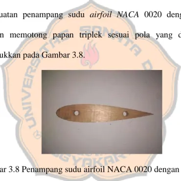 Gambar 3.8 Penampang sudu airfoil NACA 0020 dengan chord 18 cm  e.  Pembuatan  kerangka  sudu  memasangkan  pipa  stainless  steel  dan  pipa 