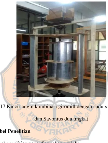 Gambar 3.17 Kincir angin kombinasi giromill dengan sudu airfoil NACA 0020  dan Savonius dua tingkat 