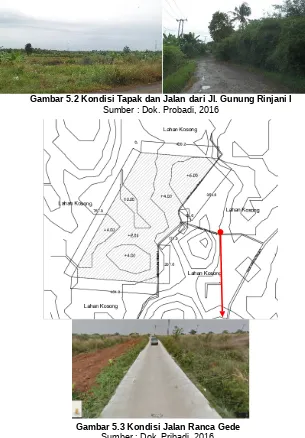 Gambar 5.2 Kondisi Tapak dan Jalan dari Jl. Gunung Rinjani I