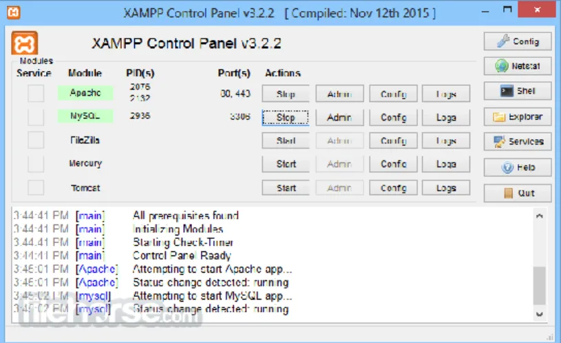 Gambar 2.8 XAMPP Control Panel 