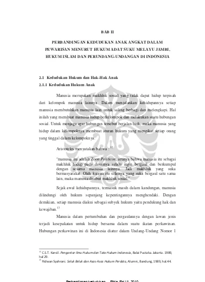 BAB II PERBANDINGAN KEDUDUKAN ANAK ANGKAT DALAM PEWARISAN MENURUT HUKUM ...