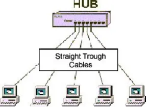 Gambar 2.6. Pemasangan Straight Through Cable dengan HUB