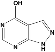 Fig 1:  Chemical structure of allopurinol (C5H4N4O) 