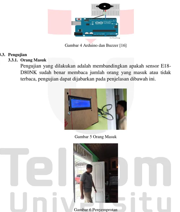 Gambar menunjukkan desain sensor buzzer menggunakan Arduino uno [3]. 