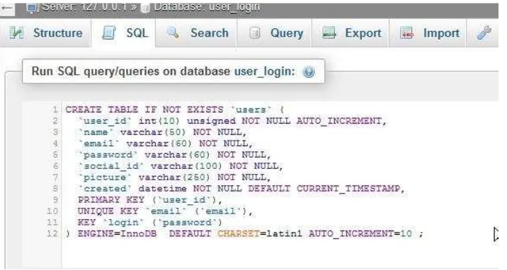 Gambar 6. Pembuatan Database OAuth 