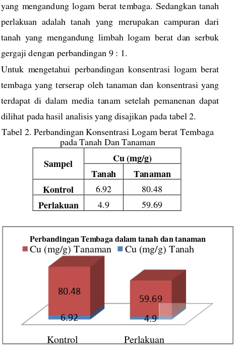 Tabel 2. Perbandingan Konsentrasi Logam bm berat Tembaga