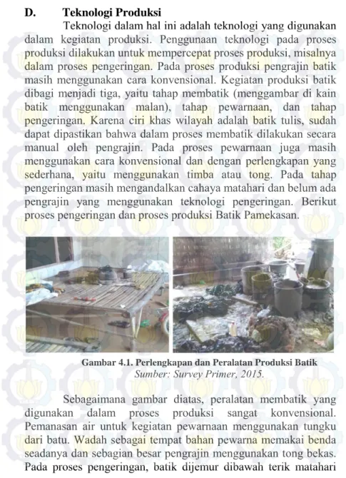 Gambar 4.1. Perlengkapan dan Peralatan Produksi Batik 