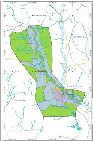 Gambar 1.  Peta  lokasi  arboretum  Nyaru  Menteng, Palangka Raya 