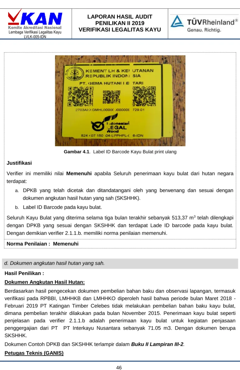 Gambar 4.1.  Label ID Barcode Kayu Bulat print ulang 