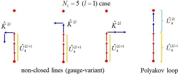 Figure 6.Some examples of the trajectories (corresponding to products of JUˆ) in ≡ Tr( Uˆ 2l+14Kˆ2l) for the Nt = 5 (l = 1) case