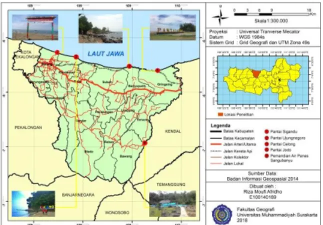 Gambar 2. Peta Persebaran Objek Wisata Alam di  Kabupaten Batang 