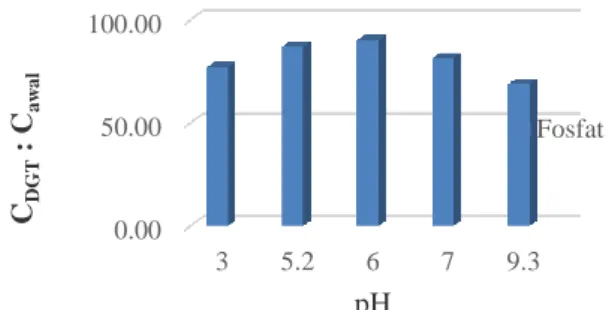 Gambar  9.   Grafik  hubungan pH dan  C DGT  :  C awal  logam besi 