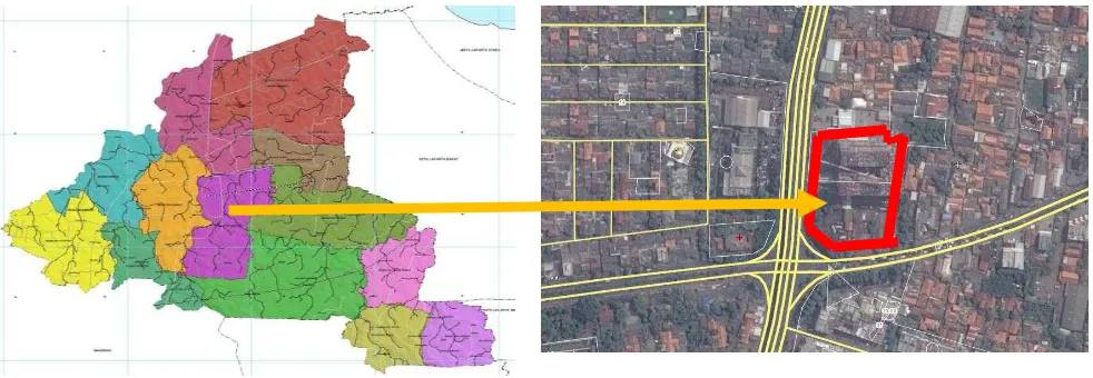 Gambar 5.2 Peta Kota Tangerang dan lokasi tapak terpilih 
