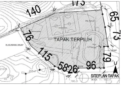 Gambar 4.1 Siteplan dan Batas Tapak Terpilih