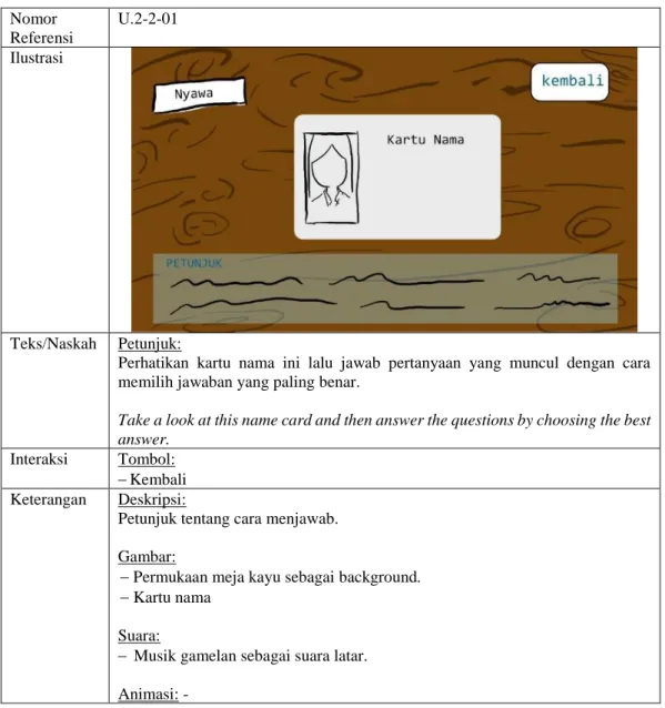 Tabel 4.9. Storyboard Unit 2: Identitas Diri Bagian Membaca 