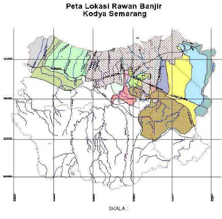 Gambar 1. Peta Lokasi Rawan Banjir Kodya Semarang. 