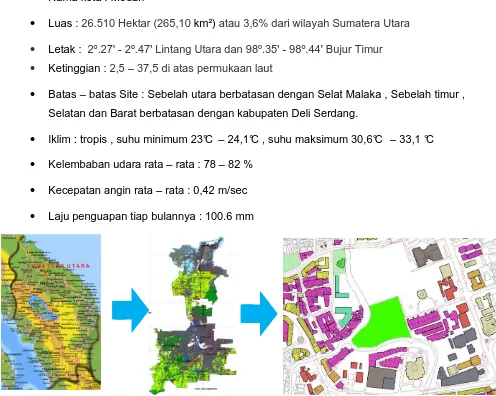 Gambar 3.1 Peta Sumatera Utara , Kota Medan ,dan  Kawasan Deli 