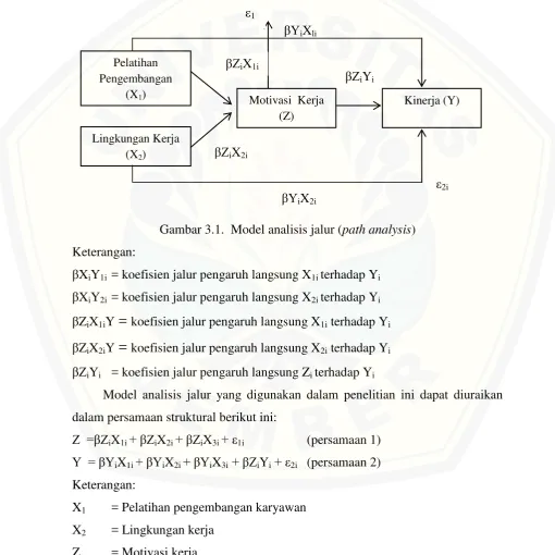 Gambar 3.1.  Model analisis jalur (path analysis) 