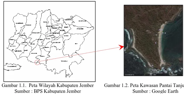 Gambar 1.1.  Peta Wilayah Kabupaten Jember  Sumber : BPS Kabupaten Jember