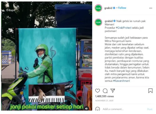 Gambar 1.5 Iklan Grab di Instagram      Sumber: Instagram.com/grabid (2020) 