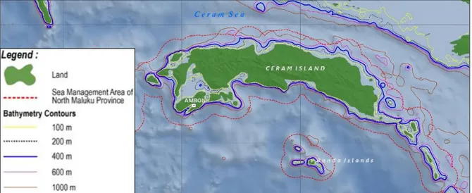 Gambar  1. Peta indikatif perairan laut sekitar Pulau Seram 