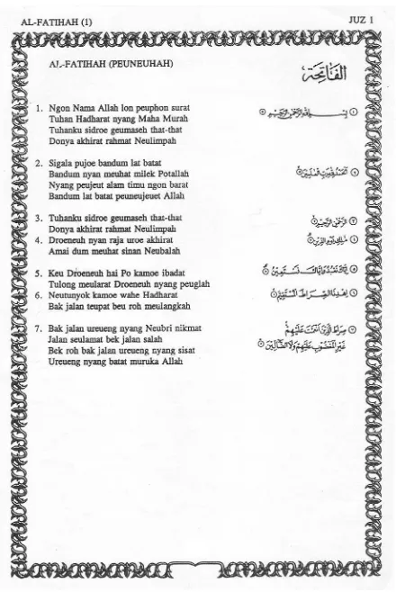Gambar 6, terjemahan Surat al-Fatihah. 