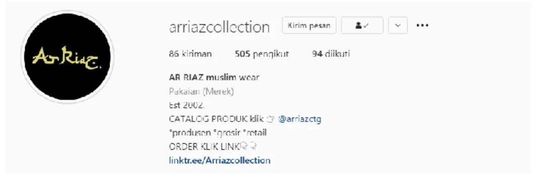 Gambar 1.7 Akun Instagram Ar Riaz Collection  Sumber: Ar Riaz Collection (2021) 