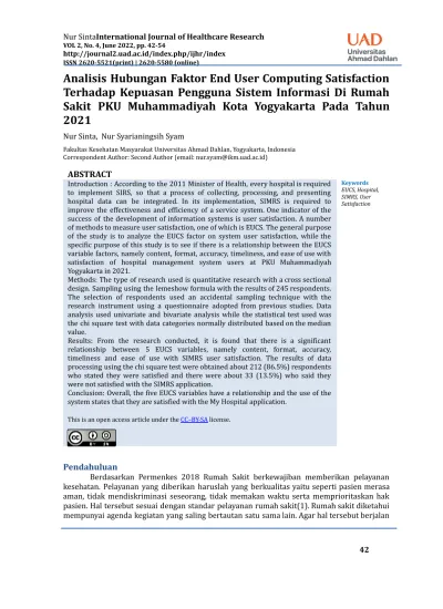 View Of Analisis Hubungan Faktor End User Computing Satisfaction 