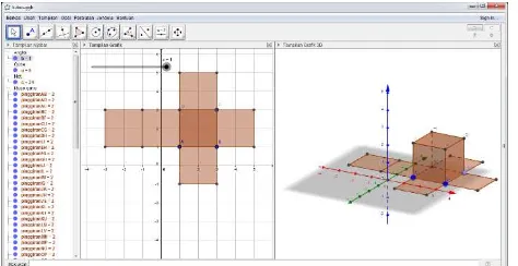 Figure 1. The animation of cube and cube nets in Geogebra 