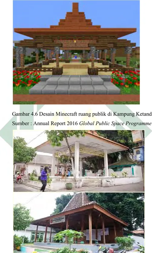 Gambar 4.6 Desain Minecraft ruang publik di Kampung Ketandan  Sumber : Annual Report 2016 Global Public Space Programme 