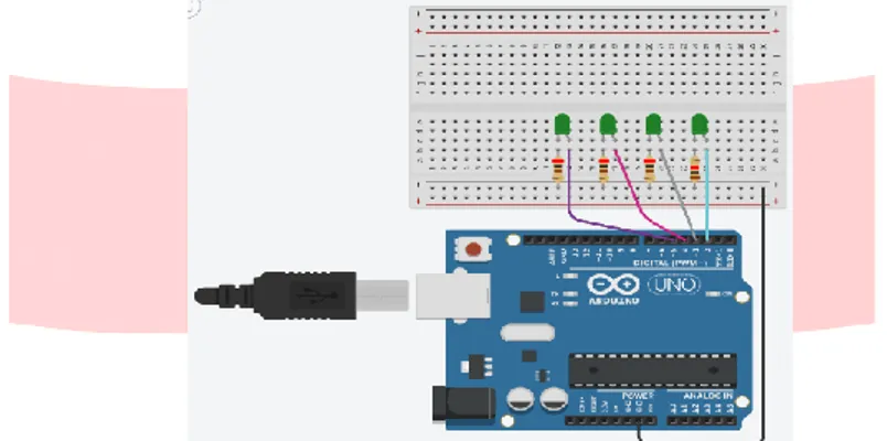 Gambar 9. Rangkaian LED yang dihubungkan ke Arduino 