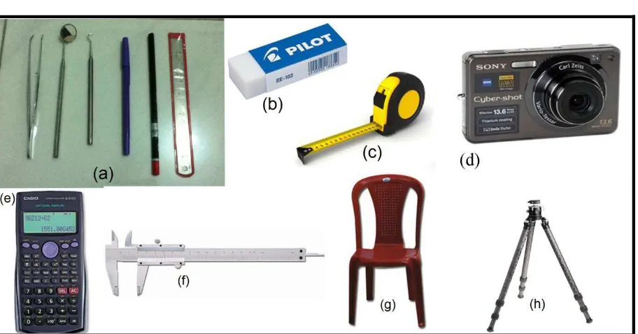 Gambar 7. Alat-alat (a) Pinset, Kaca Mulut, Sonde, Pulpen, Pensil 2B, Penggaris 