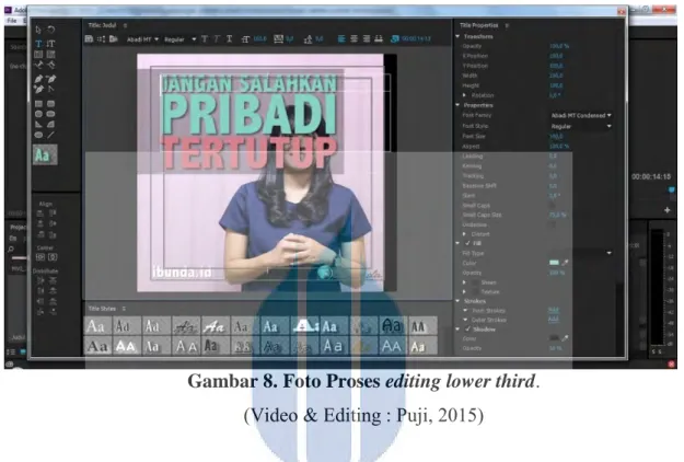 Gambar 8. Foto Proses  editing lower third. 