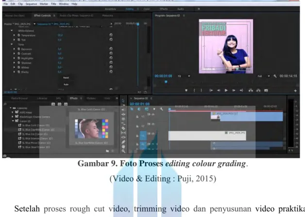 Gambar 9. Foto Proses  editing colour grading. 