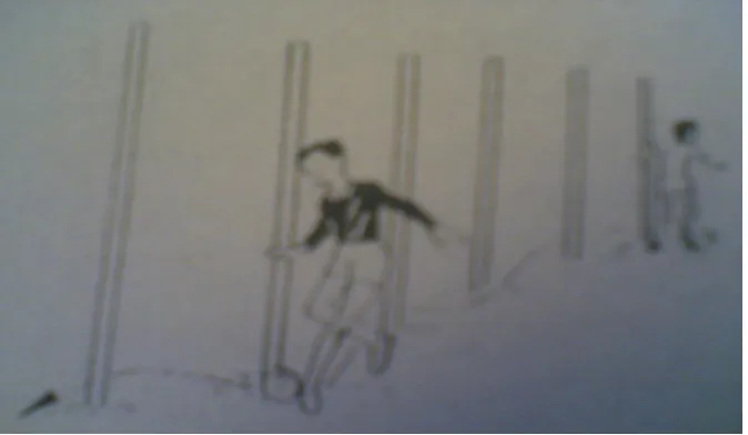 Gambar 5. Mengiring bola melewati bambu rintangan 