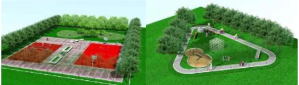 Gambar 1. contoh desain taman rukun warga dan taman rukun tentangga.