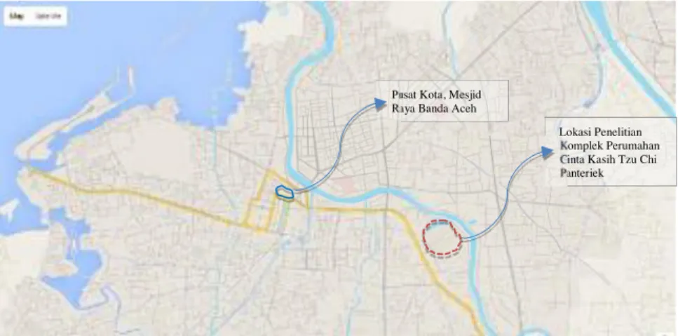 Gambar 2: Posisi lokasi penelitian di peta Kota Banda Aceh.