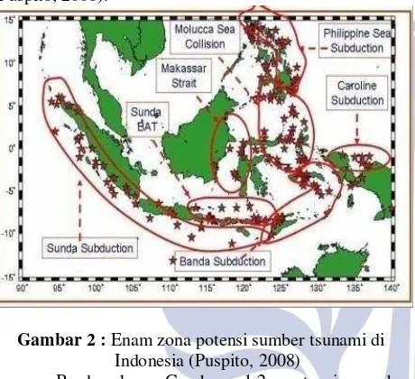 Gambar 2 : Enam zona potensi sumber tsunami di 