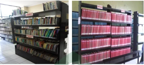 Gambar 6 : Koleksi dan rak Perpustakaan Universitas Bosowa  b.  Komputer OPAC-SLiMS perpustakaan Universitas Bosowa  