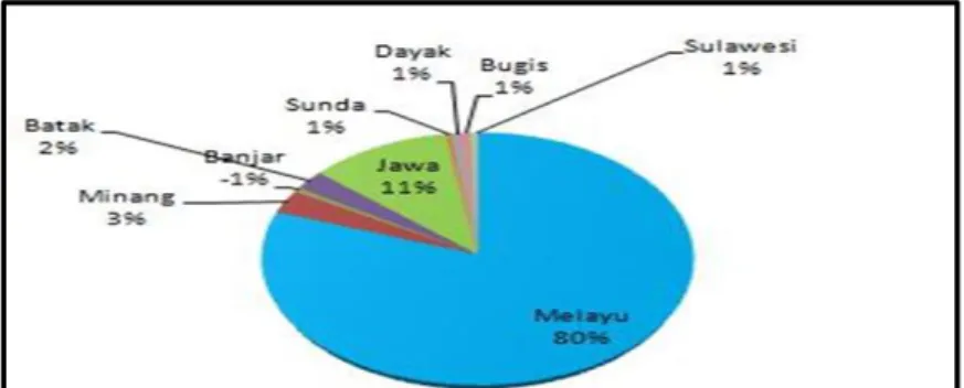Gambar 1. Persentase Jumlah Etnis di Kabupaten Natuna  Sumber: Diolah dari data Bappeda Kabupaten Natuna, 