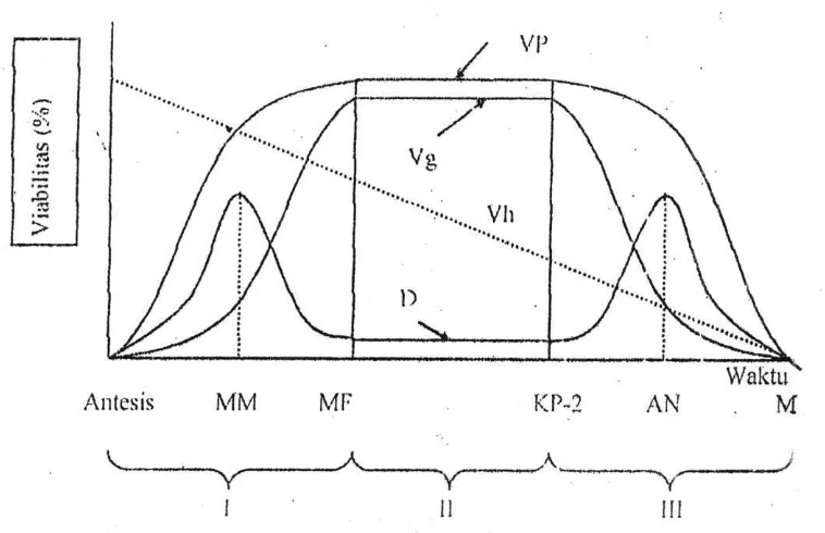 Gambar 1. Konsep periodisasi viabilitas benih Steinbauer-Sadjad (Sadjad, 1993). 