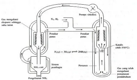 Gambar 5. Skema pembuatan amonia menurut proses Haber-Bosch