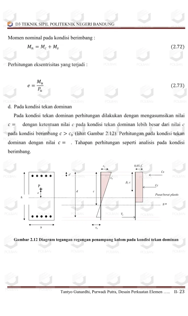 Gambar 2.12 Diagram tegangan regangan penampang kolom pada kondisi tekan dominan         