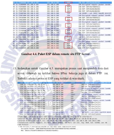 Gambar 4.4. Paket ESP dalam remote site FTP Server. 