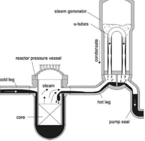 Gambar  2:  Terminologi  aliran  2  fase  gas-cairan  berlawanan arah pada model hot-leg PWR [2]  